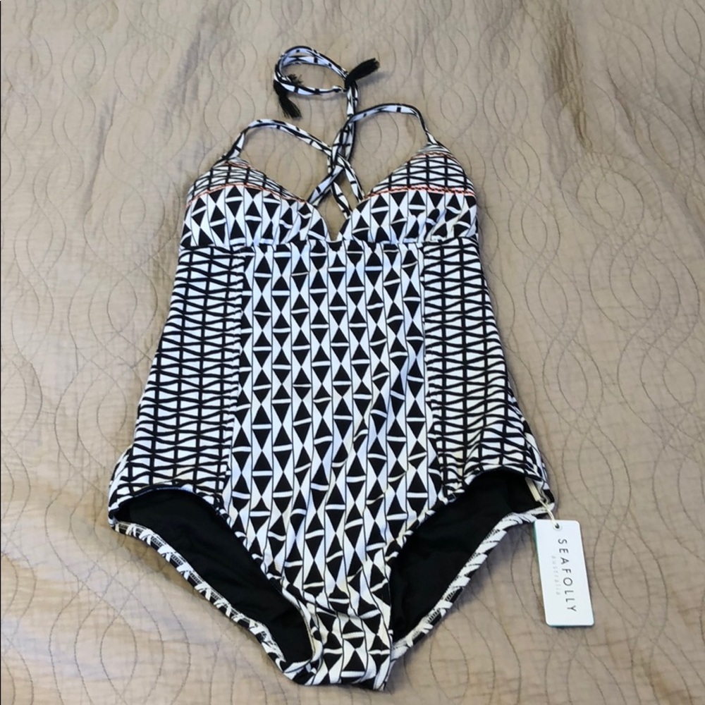 NWT Seafolly Black & White Bathing Suit